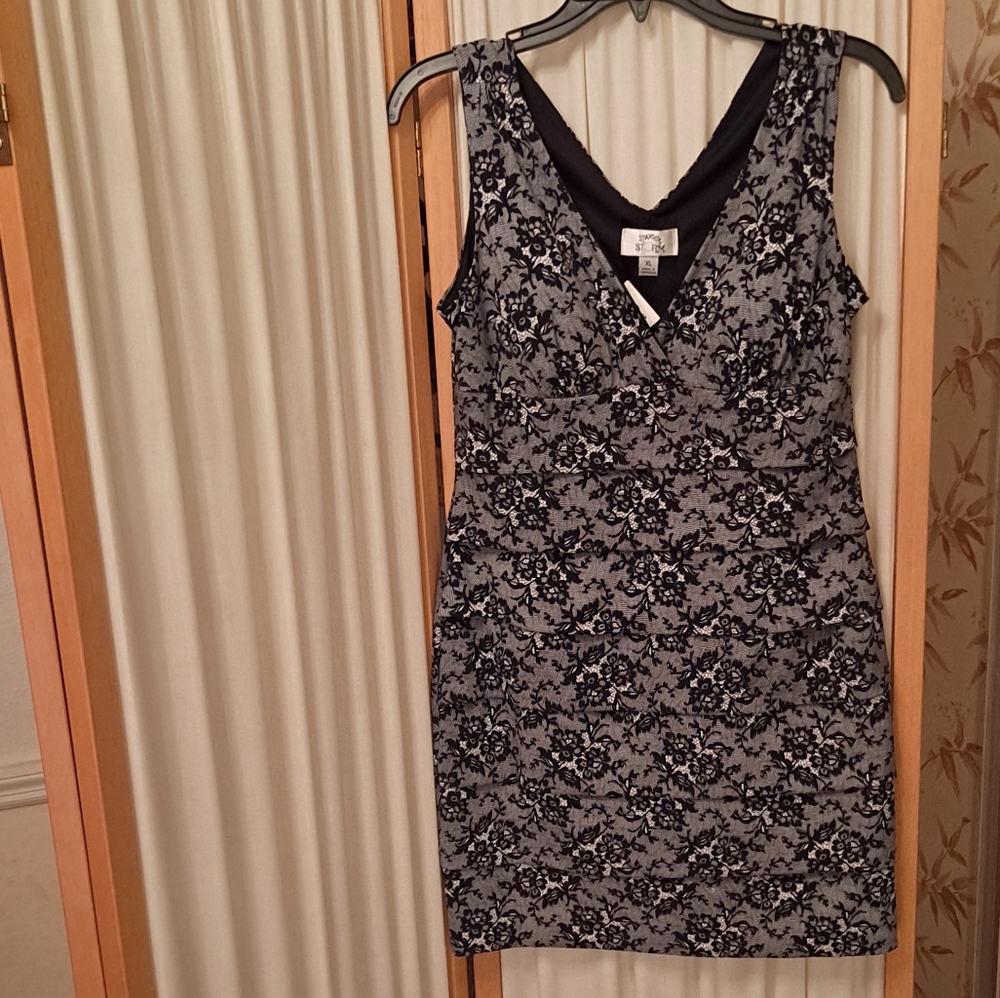 Sweet Storm sexy mini black faux lace dress, XL